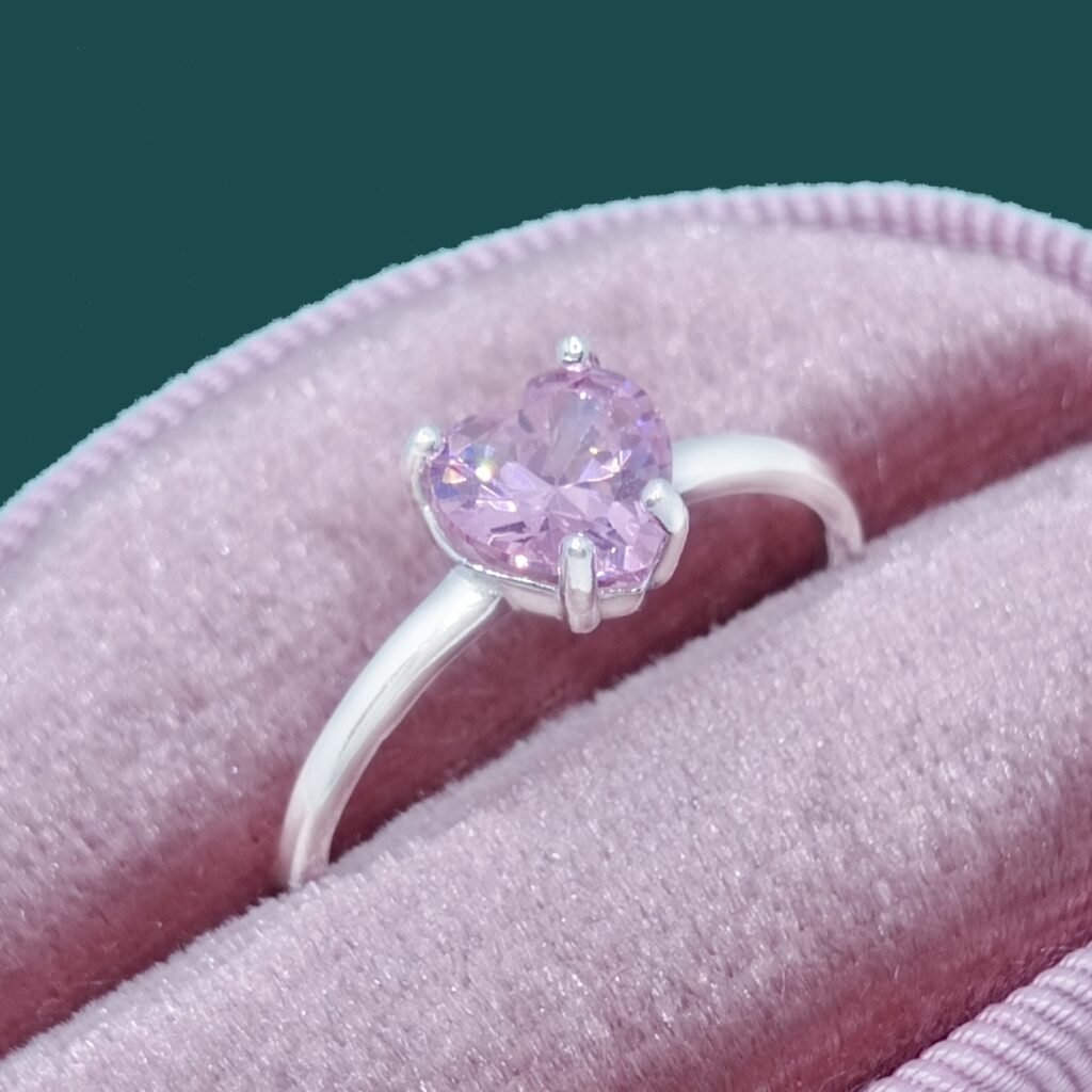 Anillo Corazon Rosa Plata .925