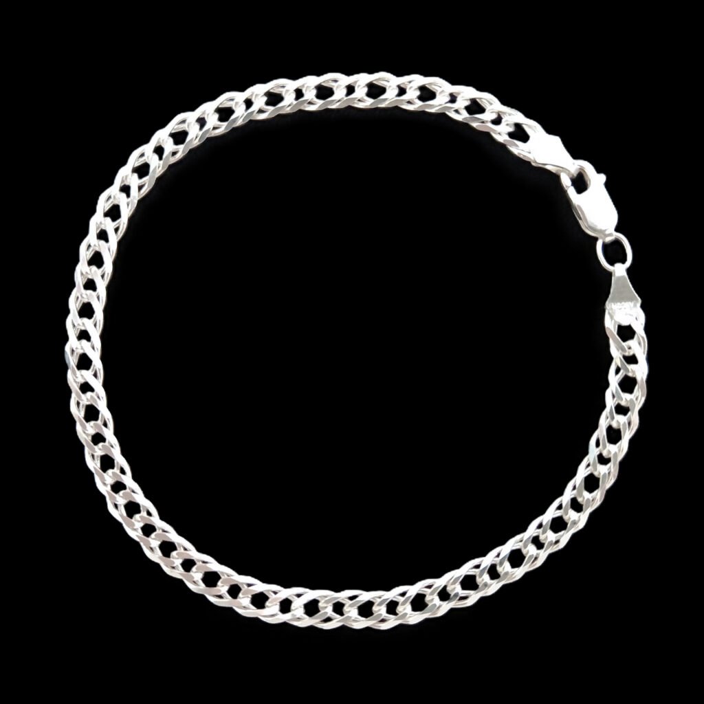 Pulsera Doble Barbada 4mm Plata .925