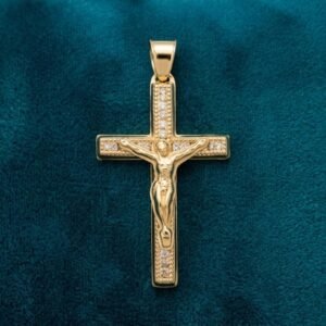 Dije Cruz con Cristo 35mm de Oro 10k