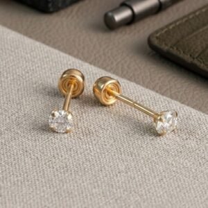 Broqueles Solitario 2mm Oro 10k