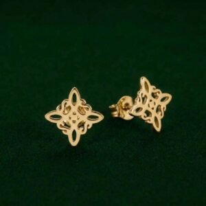 Aretes Nudo De Bruja Dorados De Acero Inoxidable