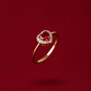 Anillo Corazon Rojo #6.5 de Oro 10k