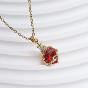 Collar Corazon Espinado Rojo
