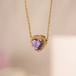 Collar Corazon Morado Halo