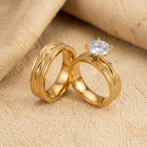 Anillos Duo Navajo Dore de Acero Inoxidable