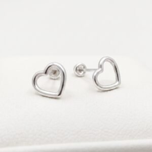Broqueles Contorno de Corazon de Plata .925