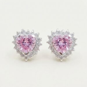 Aretes Cuore Rosa De Plata .925