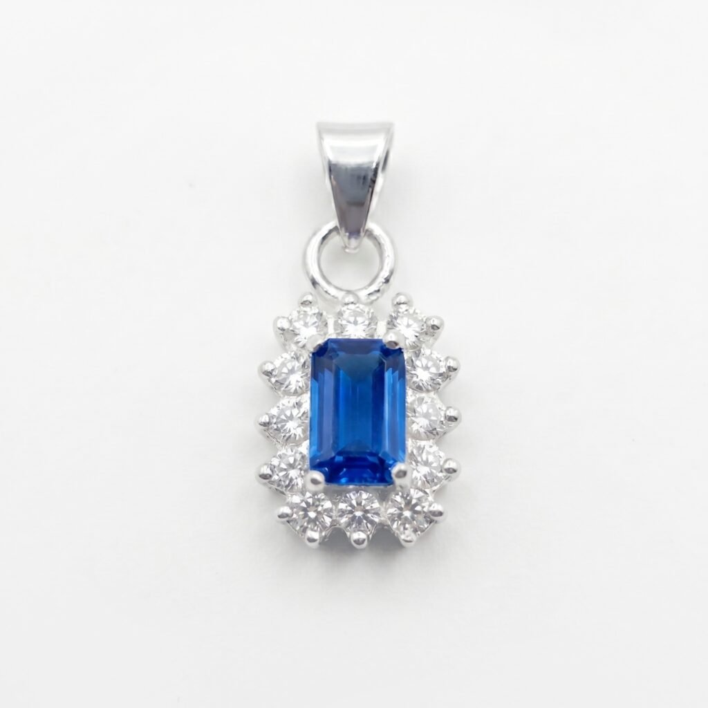 Dije Letizia Azul 19mm de Plata .925
