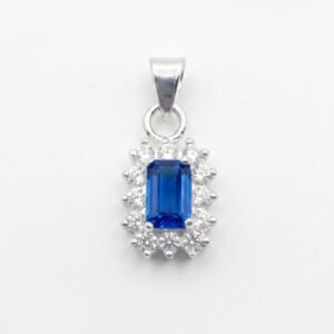 Dije Letizia Azul 19mm de Plata .925