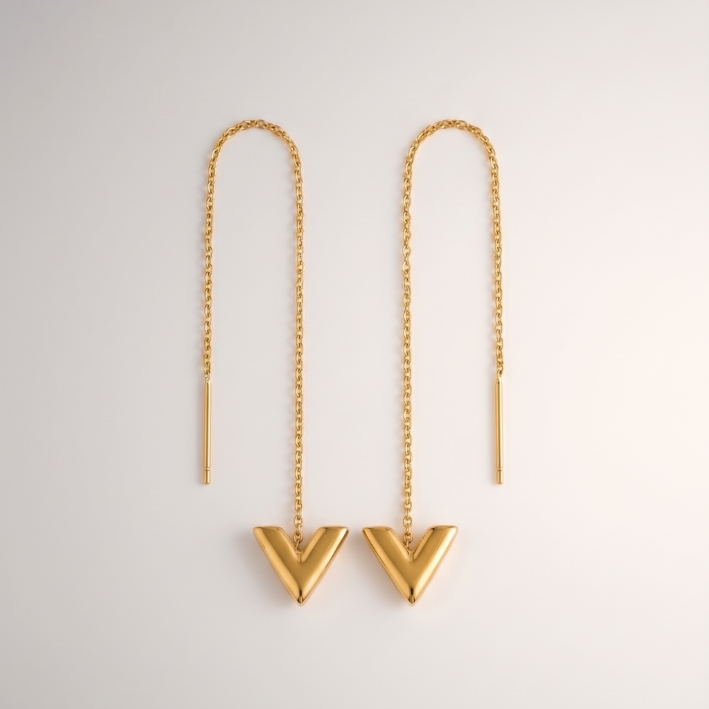 Aretes Cadena Pasante Vivianne de Acero Inoxidable