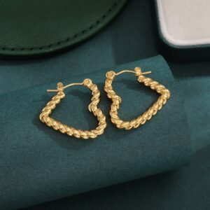 Aretes Corazon Torcido de Acero Inoxidable