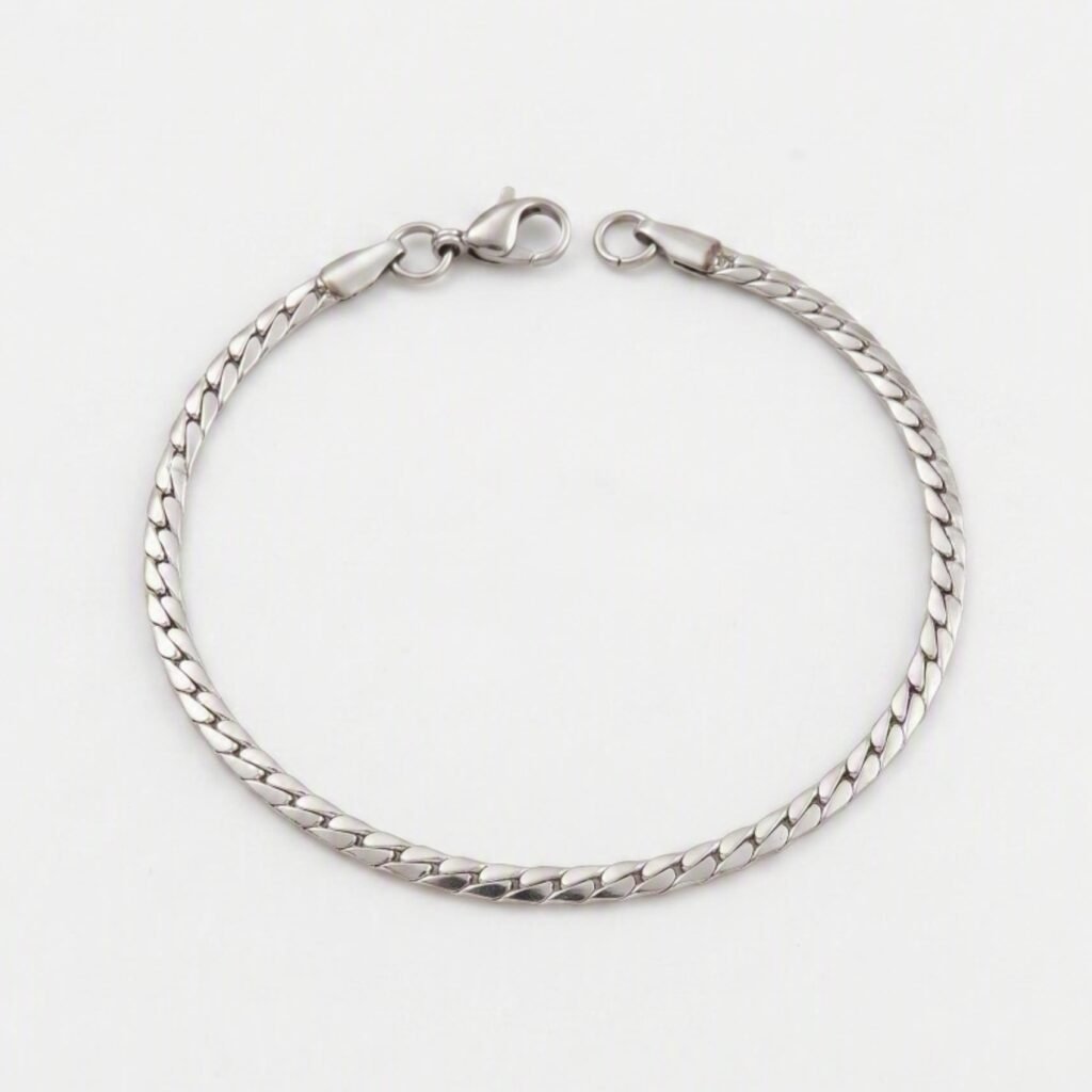 Pulsera Cubana Planchada de Acero Inoxidable
