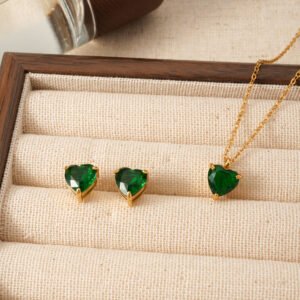 Conjunto Corazon Verde Elemental de Acero Inoxidable