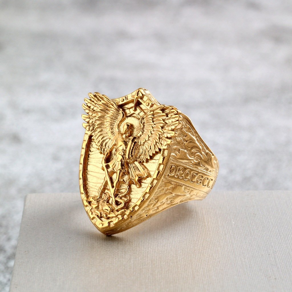 Anillo Arcangel San Miguel de Acero Inoxidable